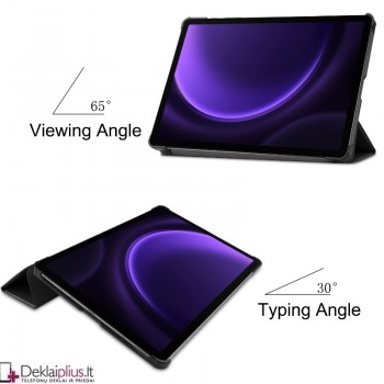 Dirbtinės odos atverčiamas dėklas - žalias (Samsung Tab S9 (SM-X710-SM-X716/Tab S9 Fe (X510-X516B/Tab S10 Fe/Tab S10 Lite)
